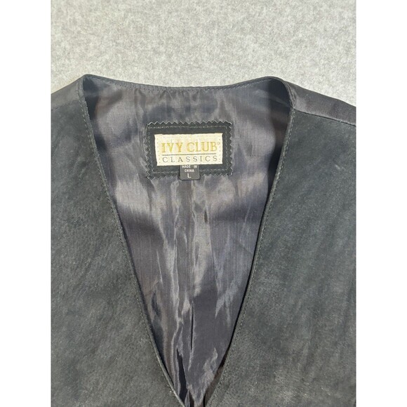 Ivy Club Classics Men’s Large Leather 4 Button Vest Black Velvet Satin‎ - Picture 4 of 12